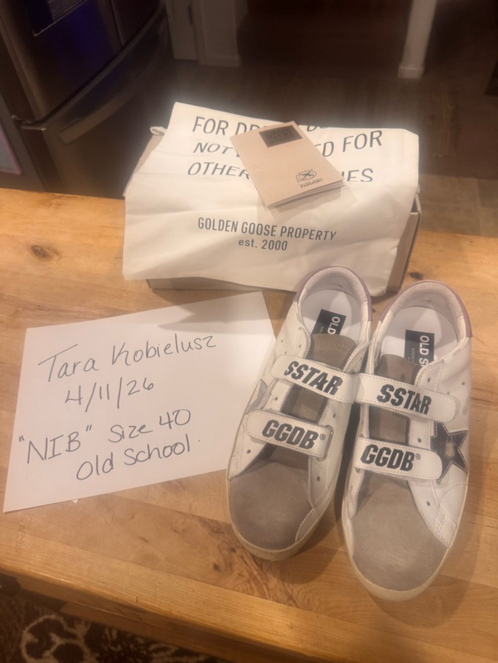 Golden Goose Old School Sneakers - White with Beige Sole & Silver Star